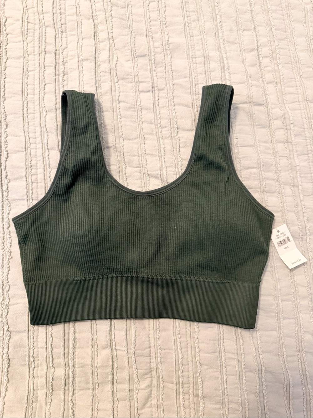 Aerie Ribbed Longline Sports Bra | Olive Green | NWT — See Notes | L